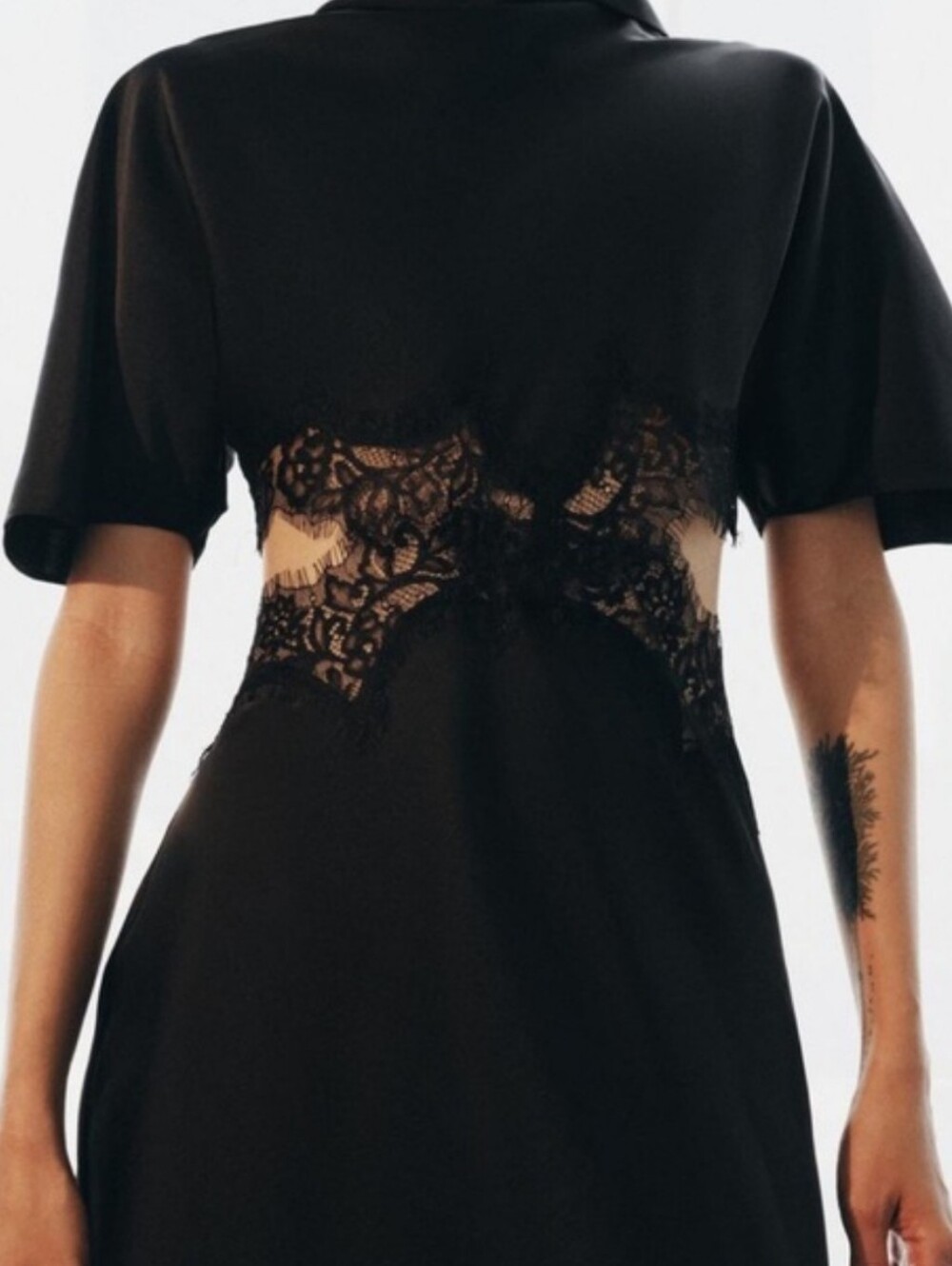 ZARA SATIN EFFECT LACE DRESS - Picture 11 of 13